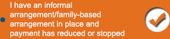 I have an informal arrangement/family-based arrangement in place and payment has reduced or stopped