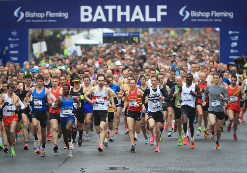 Runners at the start of the Bath half marathon